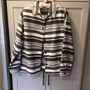 Alfred Dunner black, grey and white hip length jacket, size 12